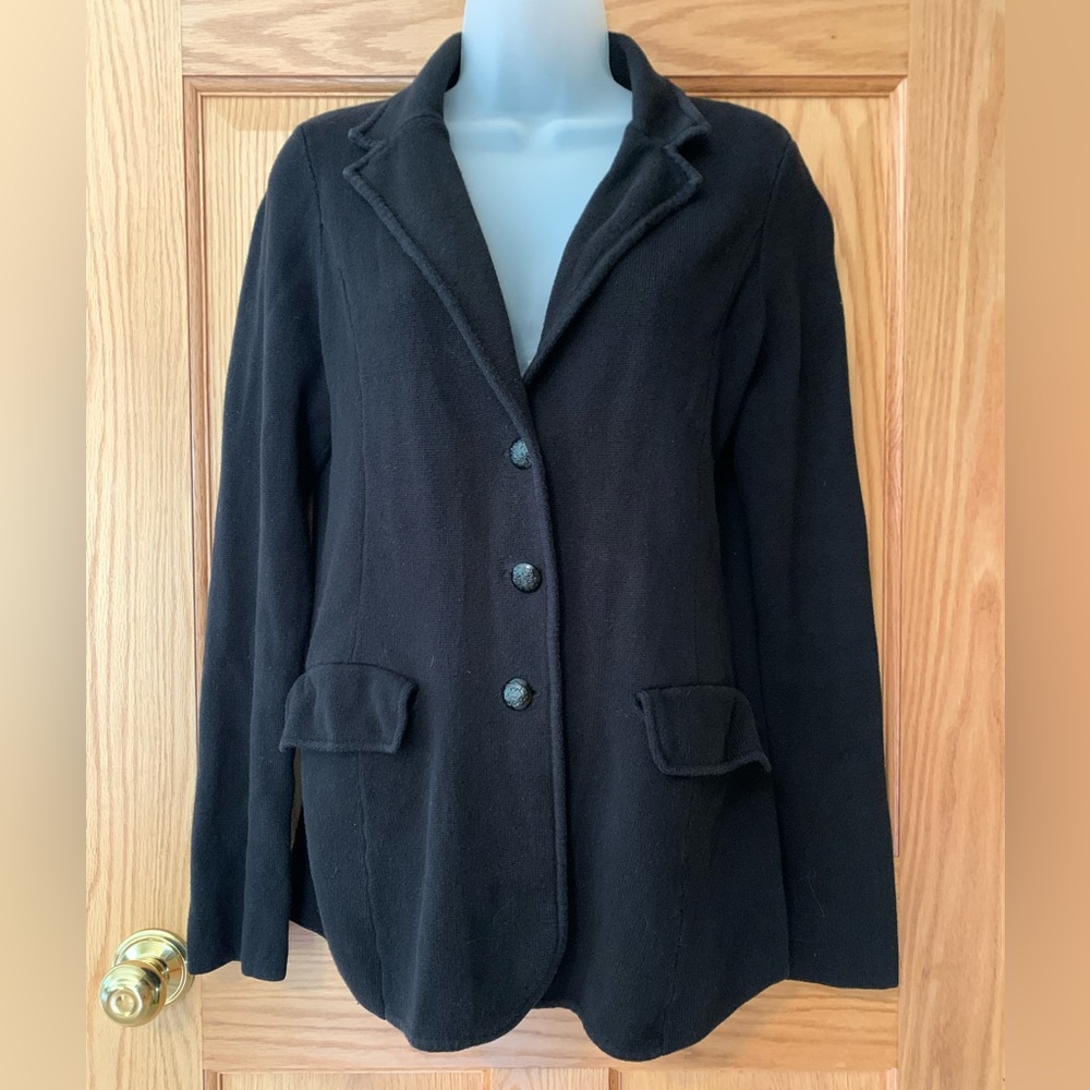 Lauren by Ralph Lauren, black cotton blazer. medium